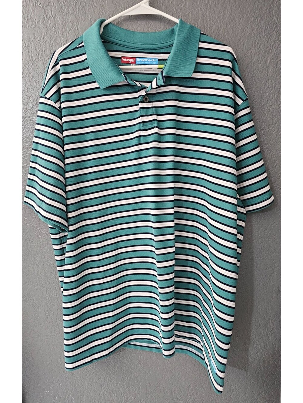 Men's Wrangler Breathe-Dri Polo Shirt Striped Multicolor Wicking Sz 2XL Collared